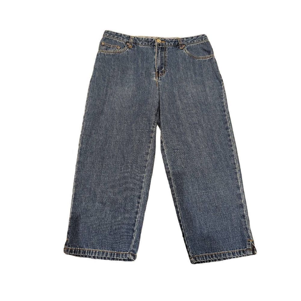 Bill Blass Women's Blue Dark-Wash Mid-Rise Cropped Capri Denim Jeans Size 8